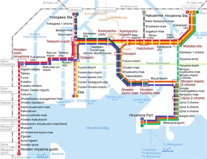 Mapa hirošima tramvaj